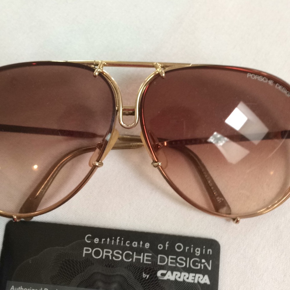 Porsche vintage sunglasses 18k gold rim.